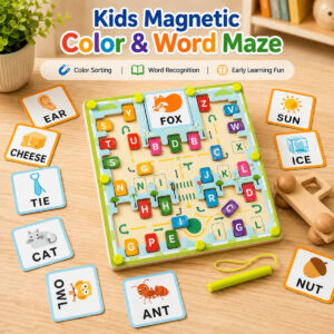 Kids Magnetic Color & Word Maze Wooden Montessori Puzzle (2025-18)