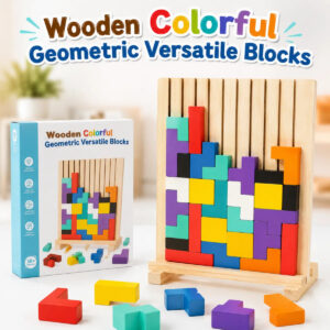 Wooden Educational & Colorful Geometric Versatile Blocks (2026-1)