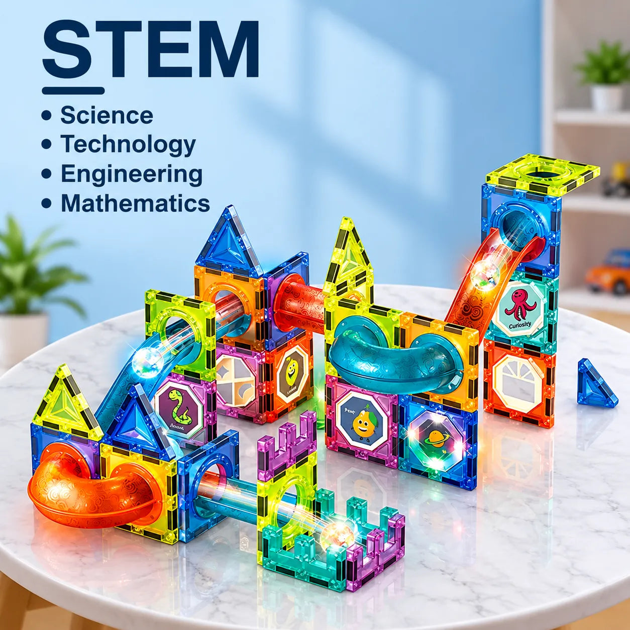 Lighting Castle Magnetic Building Blocks for Kids (E134) — product view 5