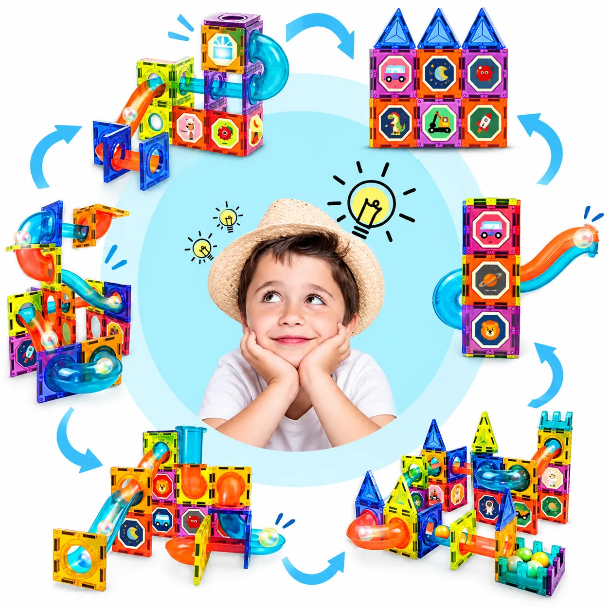 Lighting Castle Magnetic Building Blocks for Kids (E134) — product view 6