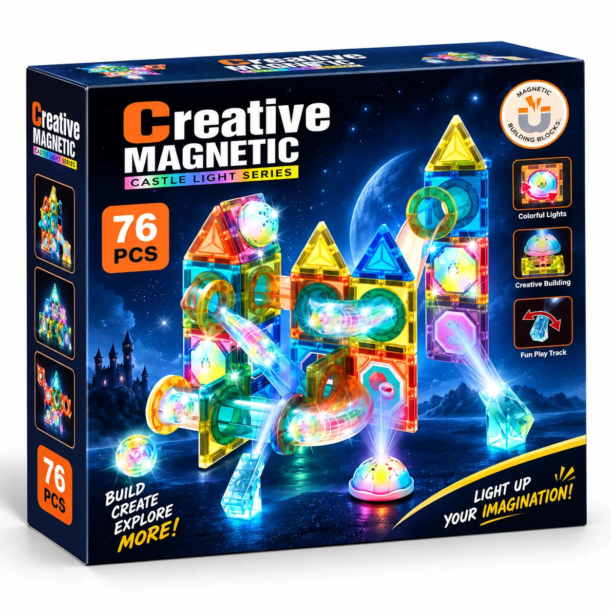 Lighting Castle Magnetic Building Blocks for Kids (E134) — product view 7