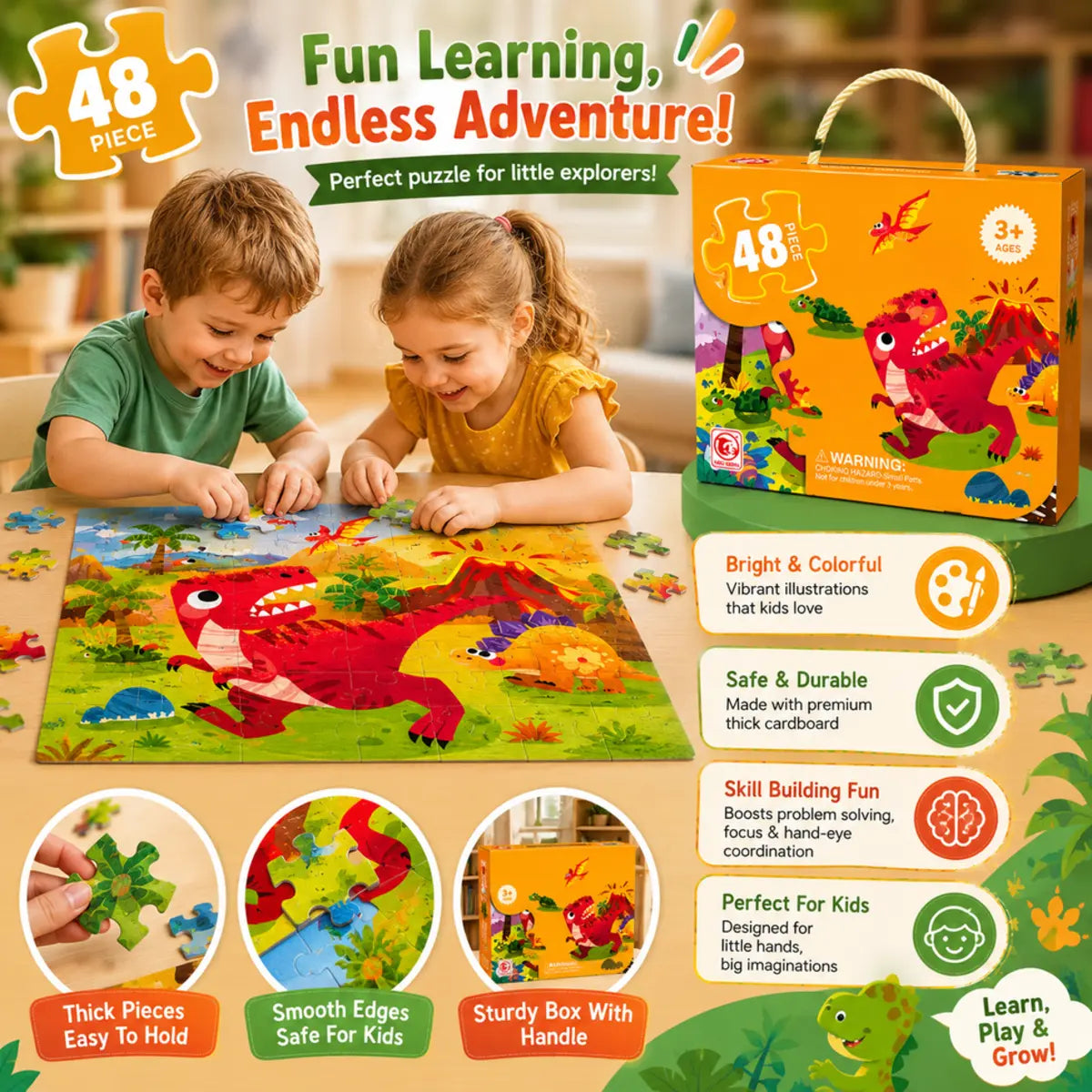 48 Pcs Educational Jigsaw Puzzle for Kids (88618/20) — product view 4
