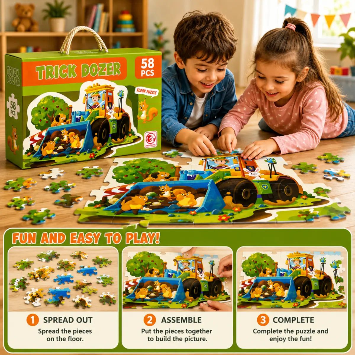 58 Pcs Trick Dozer Puzzle for Kids (88731) — product view 2