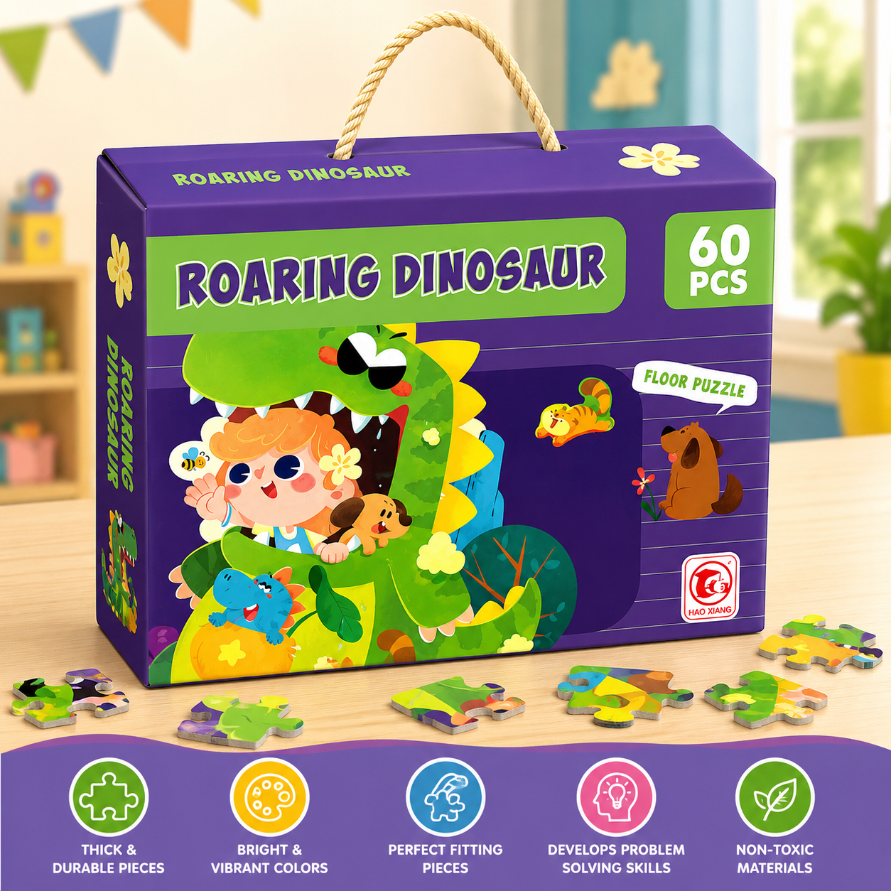 60 Pcs Roaring Dinosaur Puzzle for Kids (88732) — product view 2