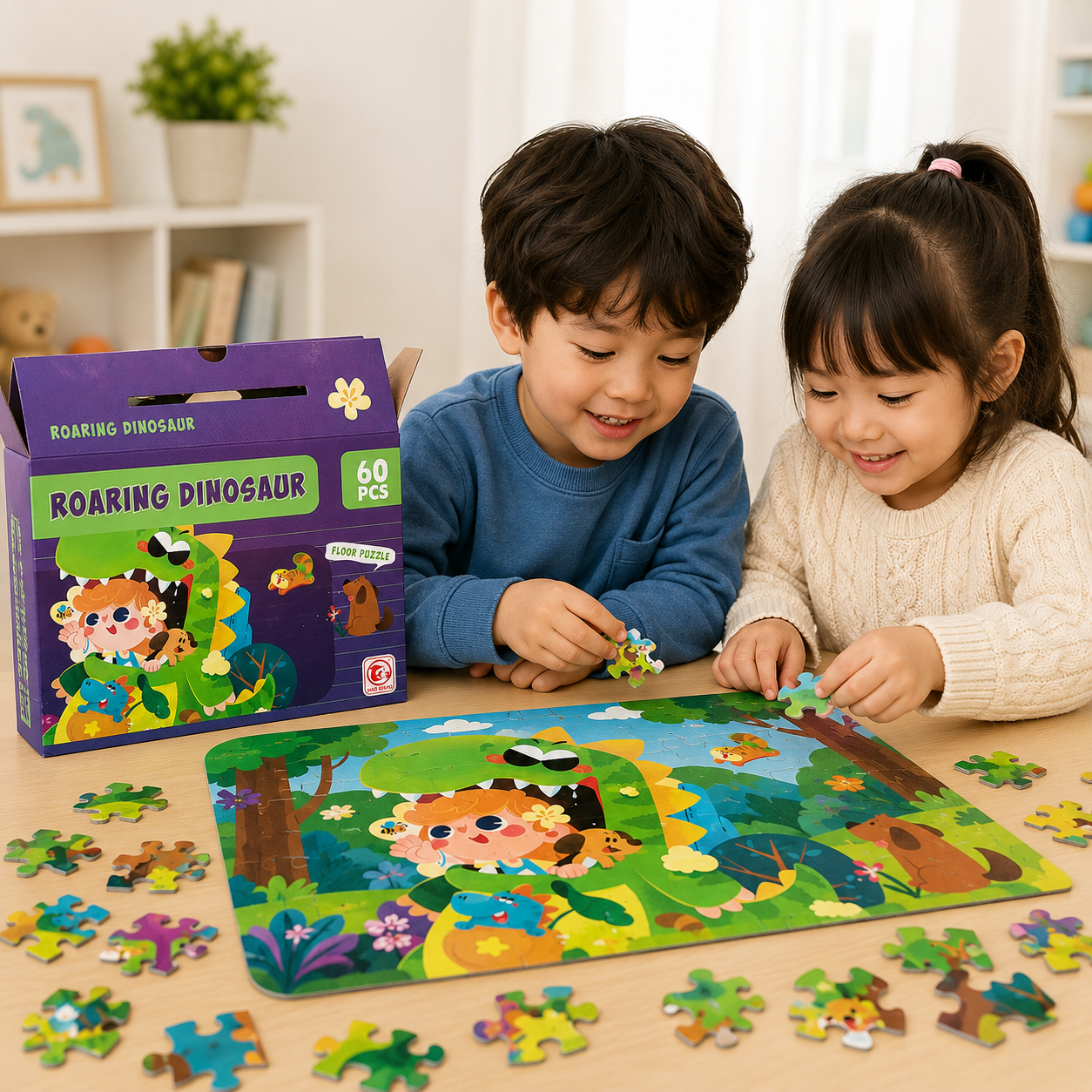 60 Pcs Roaring Dinosaur Puzzle for Kids (88732) — product view 3