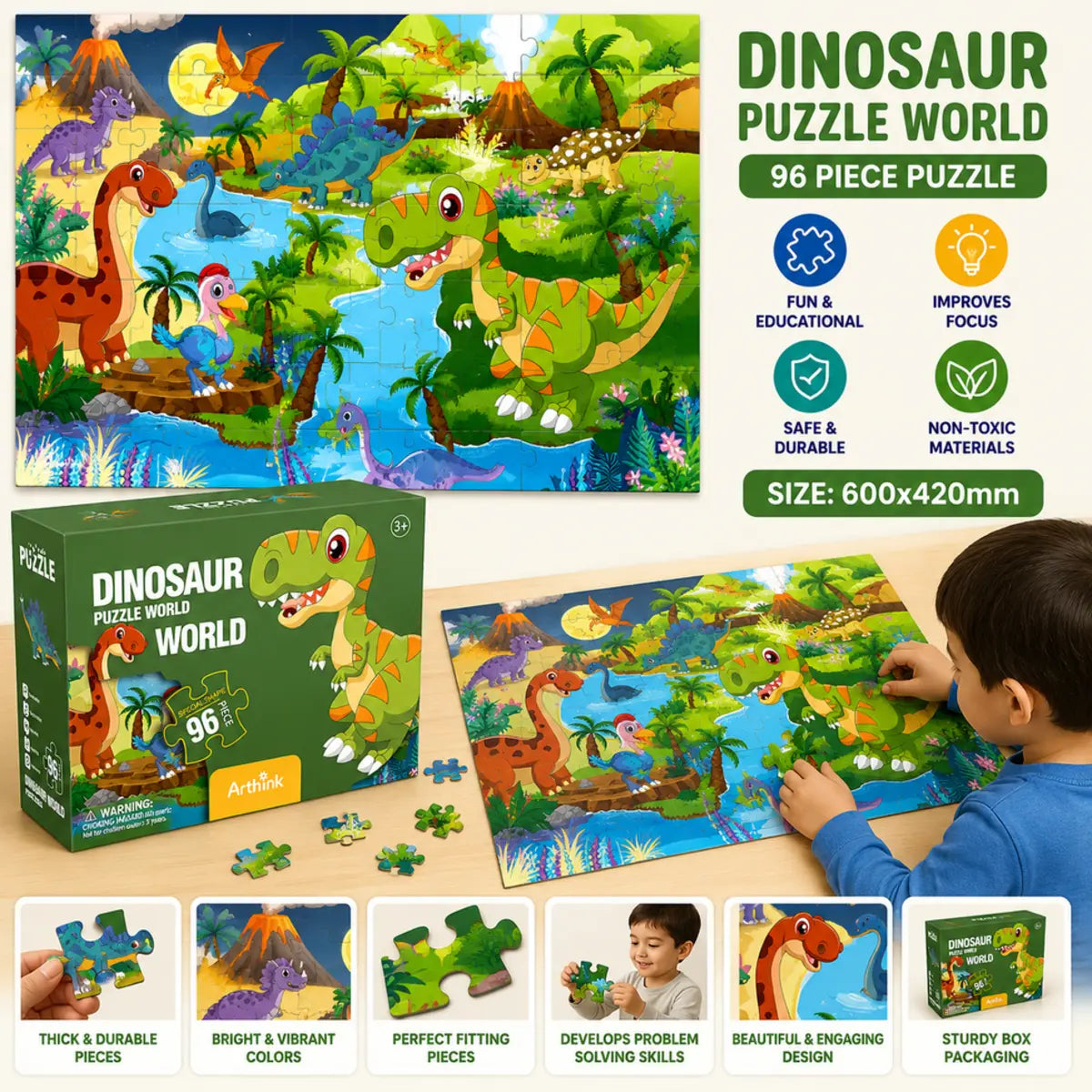 96 Pcs Animal Puzzle Set for Kids (Random | AK2105) — product view 2