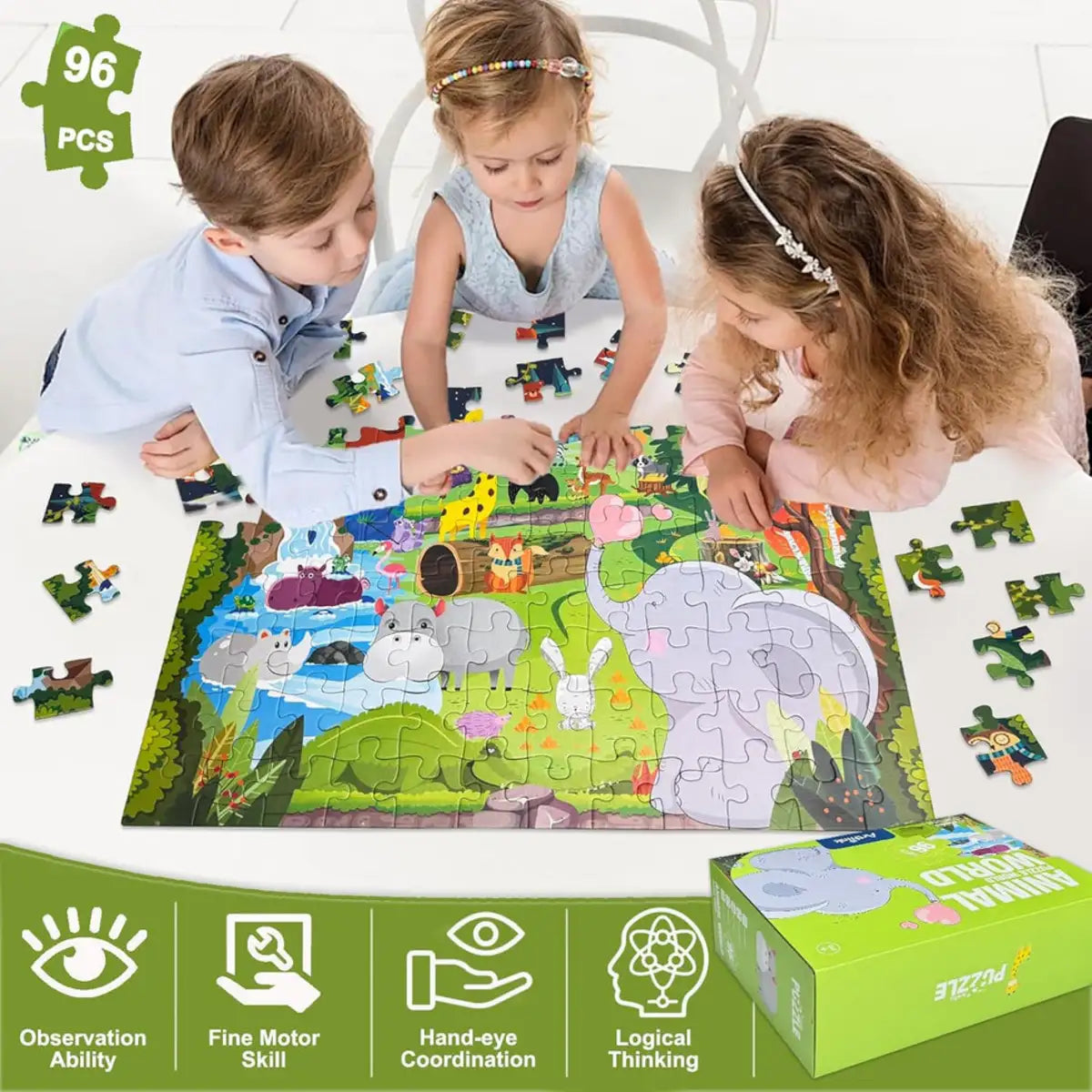 96 Pcs Animal Puzzle Set for Kids (Random | AK2105) — product view 4