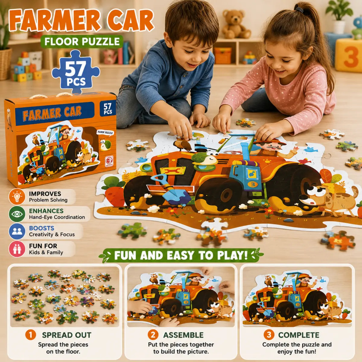 57 Pcs Farmer Car Jigsaw Puzzle for Kids (88728) — product view 2