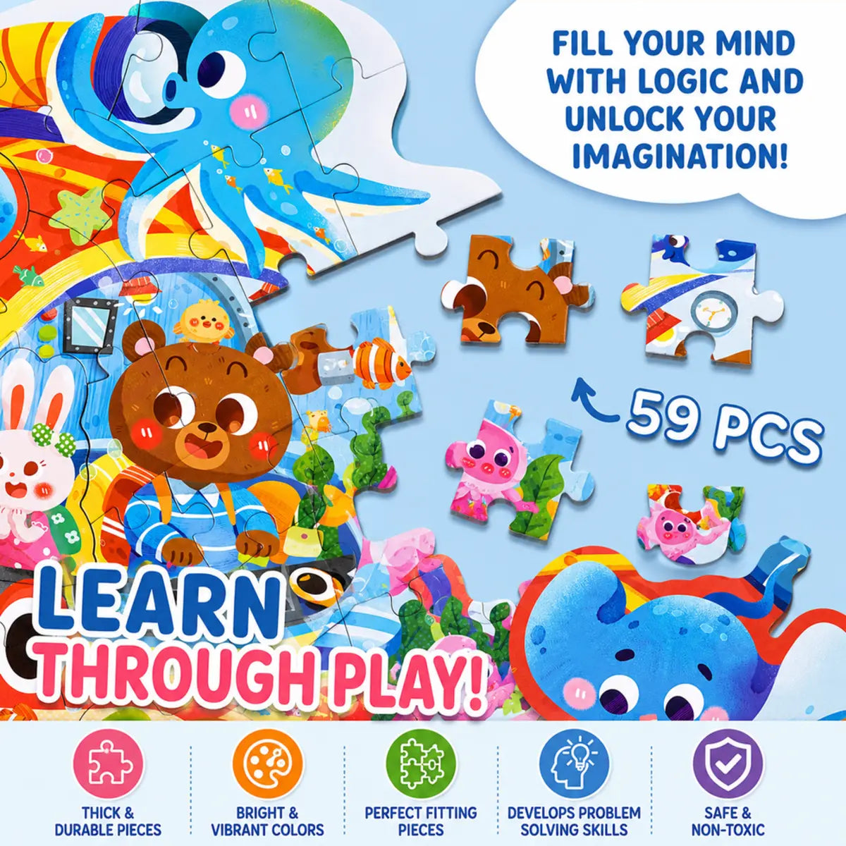 59 Pcs Submarine Adventure Puzzle for Kids (88735) — product view 4